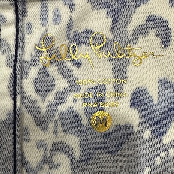 Lilly Pulitzer  Ocean Ridge  Dress  Ikat Blue and White 100%COTTON - Picture 2 of 13